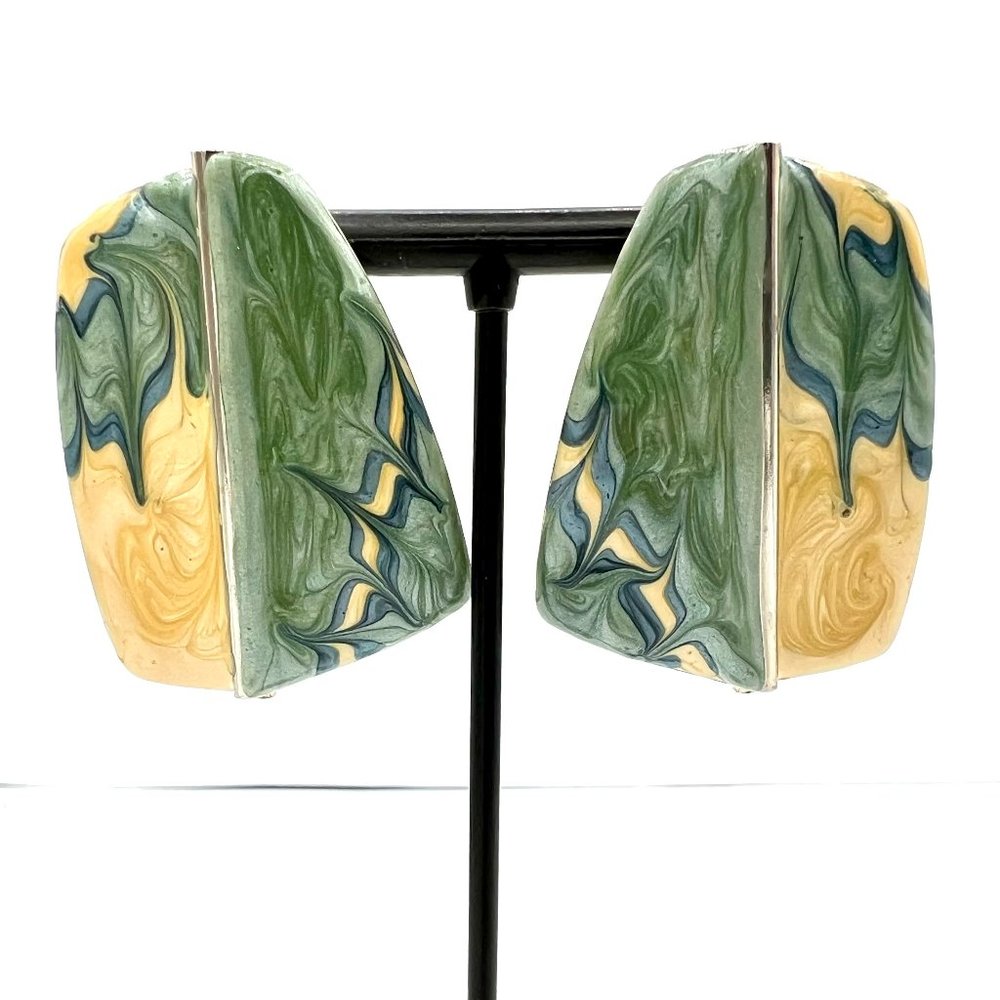 Vintage Swirled Enamel Earrings